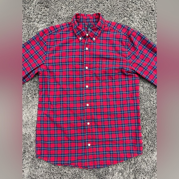GAP Slim Fit Stretch Oxford Red/Blue Check Plaid - Large - Excellent Condition - Picture 2 of 5